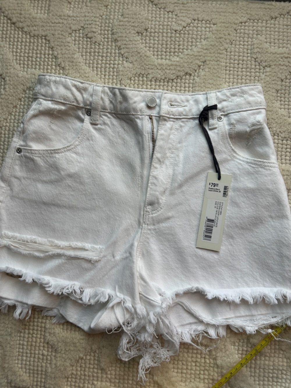 Rollas White Frayed Hem Women's Denim Shorts